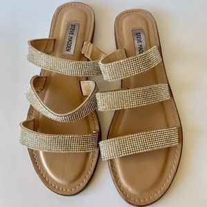 Steve Madden Crystal Embellished Flat Sandals